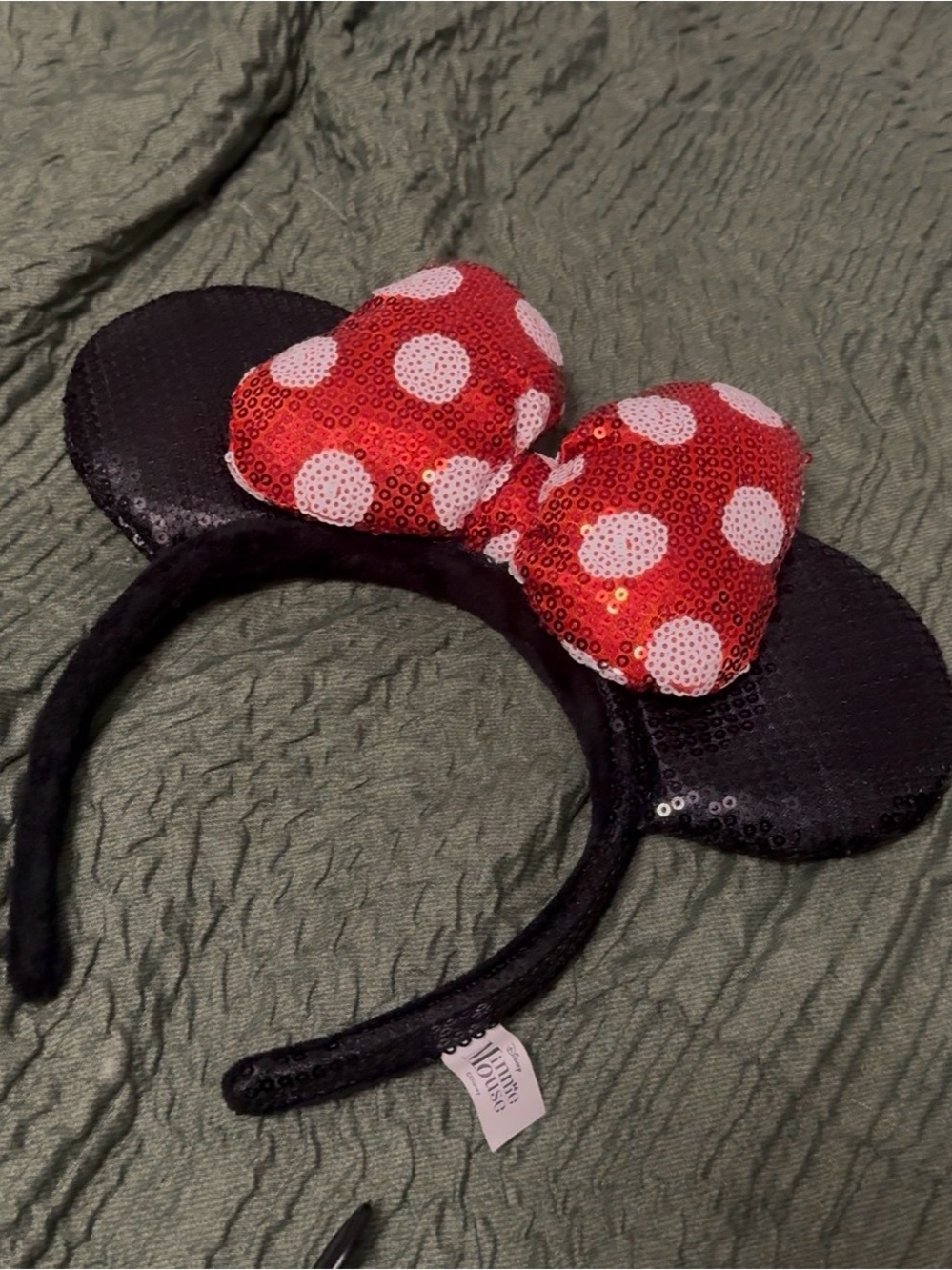 Kids Sequin Minnie Mouse-Style Headband with Red Polka Dot Bow
